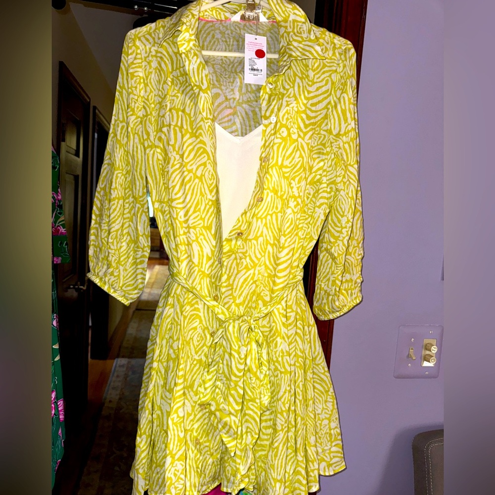 NWT Lilly Pulitzer 8 Melony shirtdress dress in jardin green zee bebe yellow